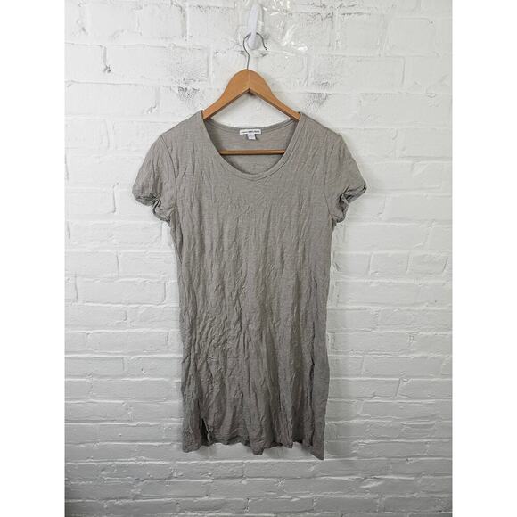 James Perse Women's Scoop Neck Pullover T-Shirt Dress Short Sleeve Tan Size 1 - Picture 1 of 4